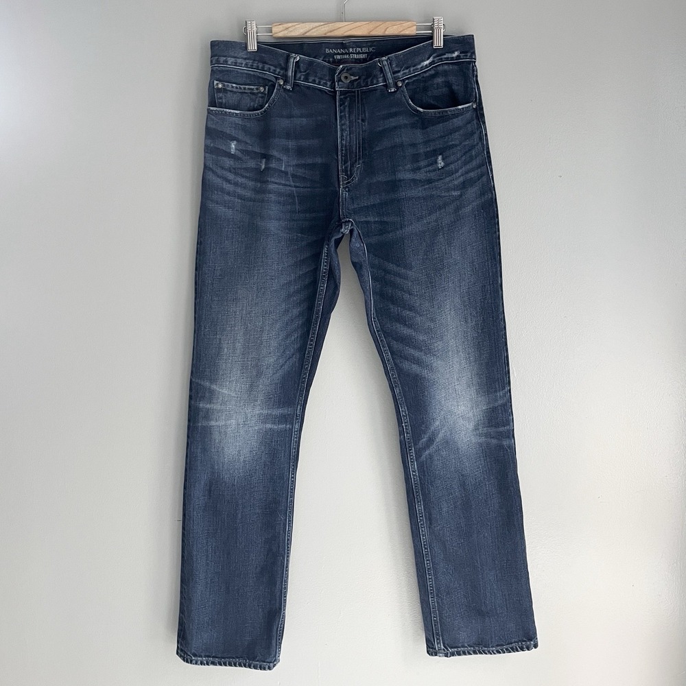 Banana Republic Vintage Straight Men's Jeans Dark Denim Measures 36x31.5 *note
